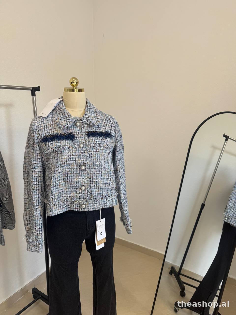 Xhaketë tweed me perla