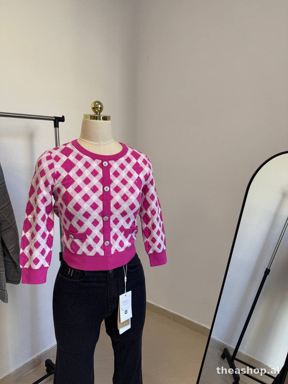 Triko tartan fuchsia me xixa